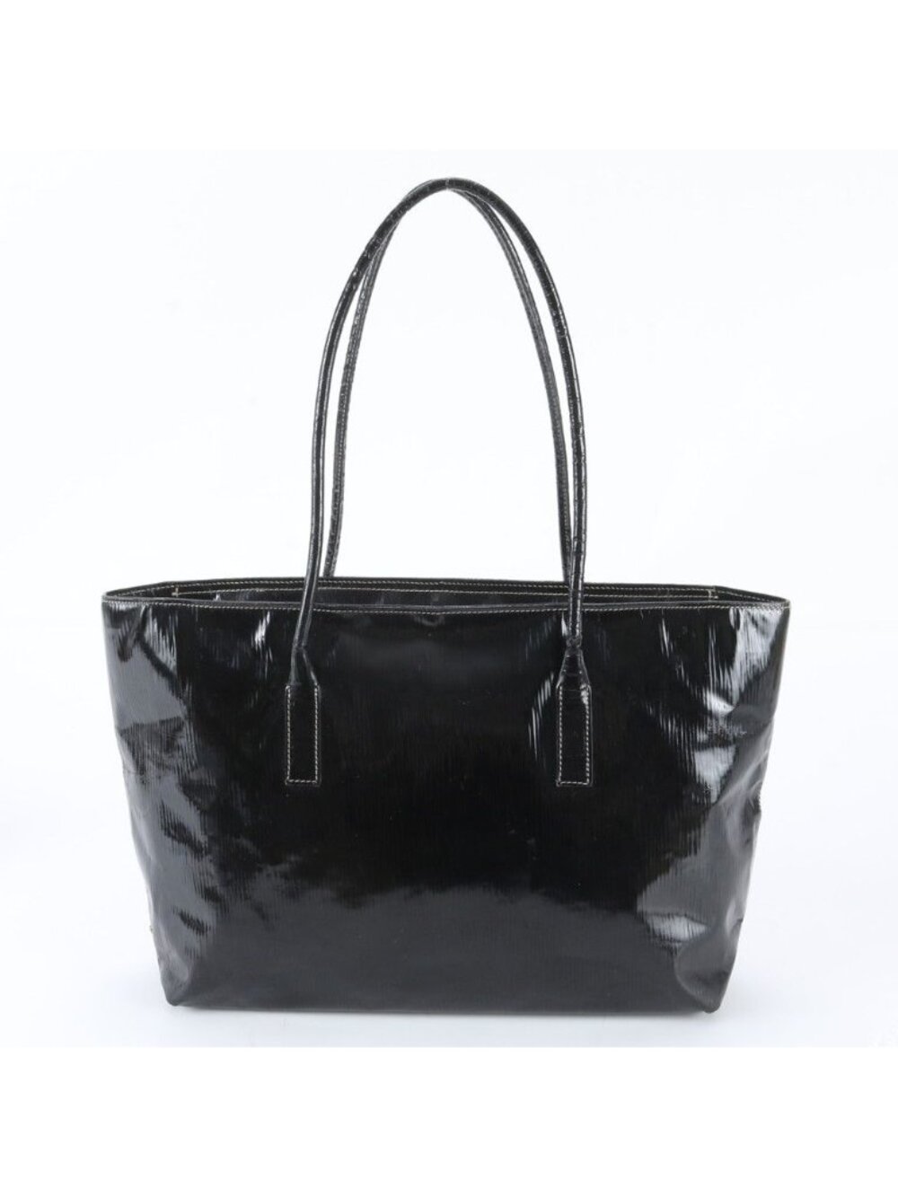 Prada Triangle Logo Leather Tote Shoulder Hand Black